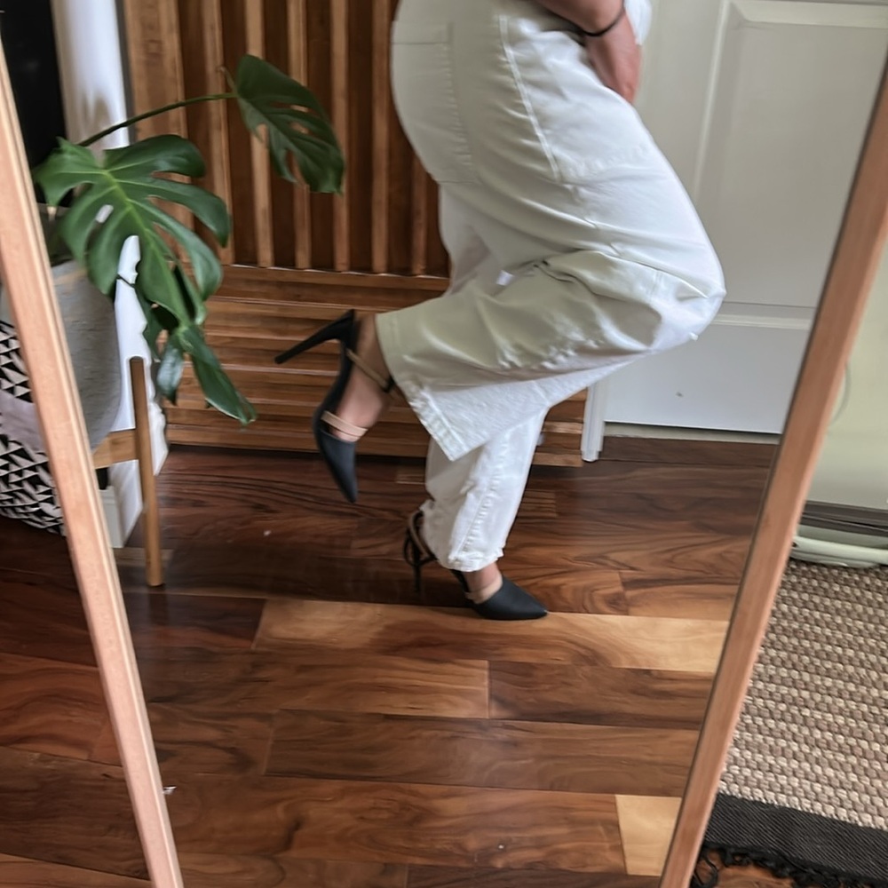 TIBI Heel Tan Black Strappy Kitten Slingback. Size 38